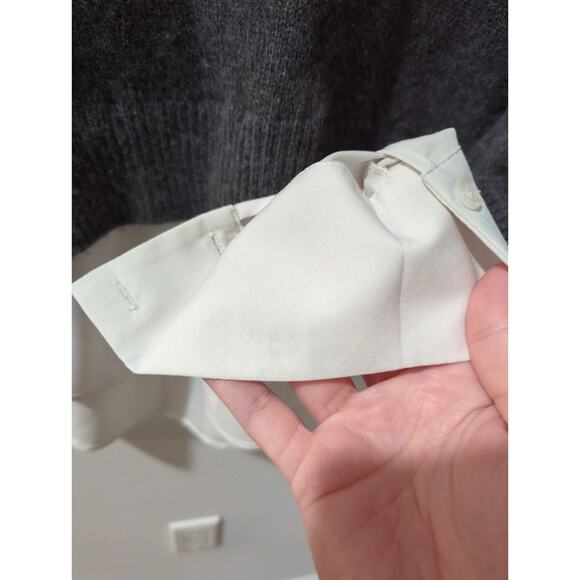 Brochu Walker Gray Wool Cashmere Layered Collared Sweater - Picture 6 of 6